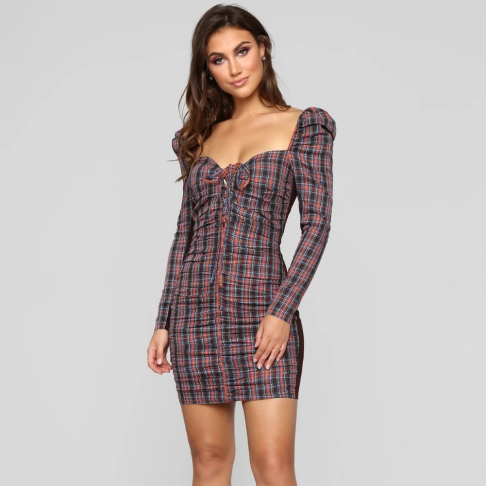 Fashion Nova Show Me Your Ways plaid dress Size M